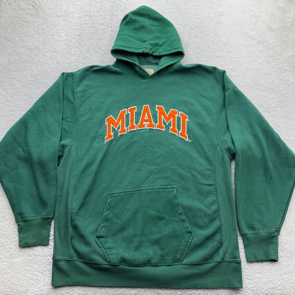 Steve & Barrys Miami Hurricanes Hoodie Mens Large Green Pullover Sweatshirt
